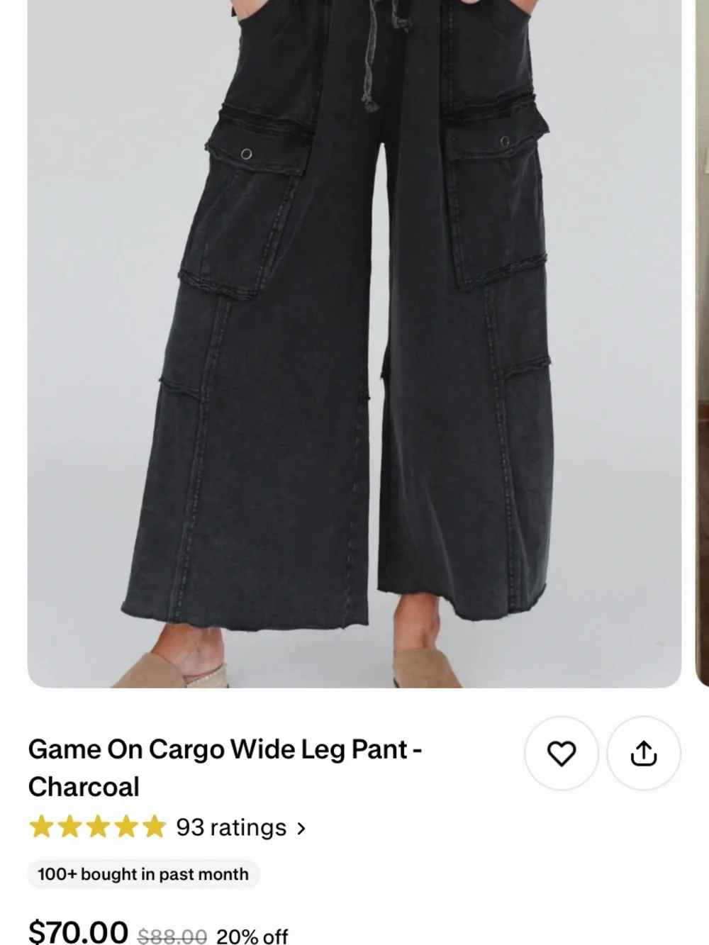 Three Bird Nest Black Wide Leg Utility Pants - Picture 3 of 6